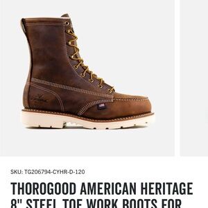 Men's Brown Steel Toe Work Boots 11 Thorogood American Heritage 8”